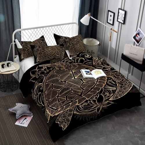 Bronzing Mandala 3D Bedding Sets 2/3psc Duvet Cover Queen King Size Bohemian Luxury Bedclothes Home Decoration With Pillowcase