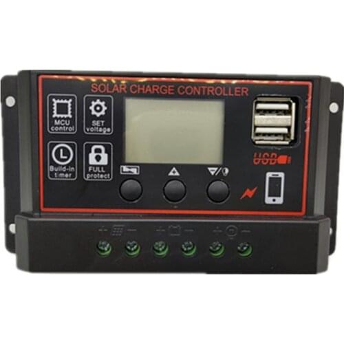 30A/20A/10A Solar Charger Controller 12V Auto Controllers LCD Display 5V Dual USB Output Controller