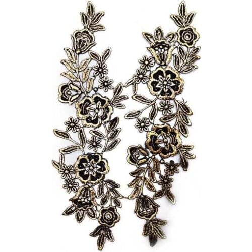 10Pcs New Arrival Beautiful Black White Fabric Flower Neckline Collar Hot Sale Venise Lace Applique Patch