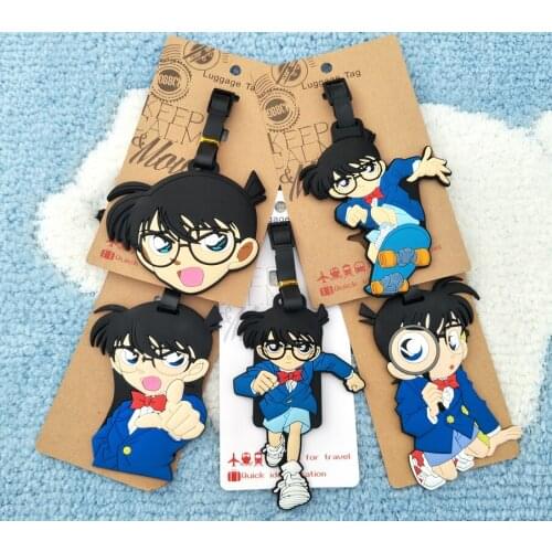 LISM Detective Conan Q Anime Travel Accessories Luggage Tag Suitcase ID Address Portable Tags Holder Baggage Labels New