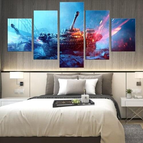 Home Decor Modular Canvas Picture 5 Piece Battlefield 5 Game Painting Poster Wall For Home Canvas Painting Wholesale