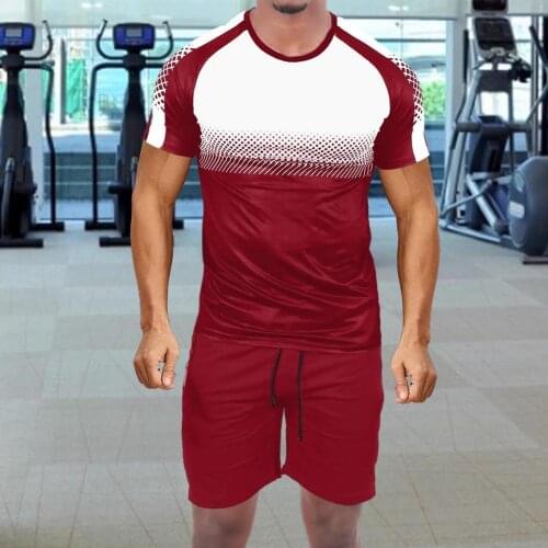 2021 Summer New Men Casual Shorts Sets Trend T-shirt + Shorts 2-piece Suit Fashion Sportswear Tracksuit Men