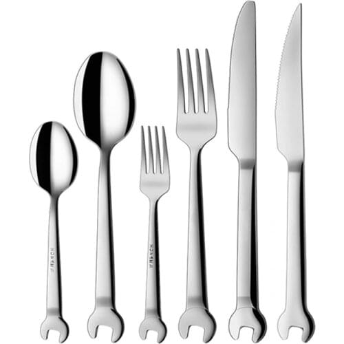 Stainless Steel Creative Wrench Shape Dinnerware Set Cutlery knife Utensils Kitchen Accessories Dinner Fork Spoon Family Camping