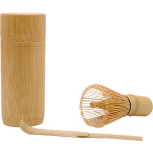 The latest portable travel tea table set bamboo matcha mixing brush 100 forks and foldable cauldron spoon with box carrying case