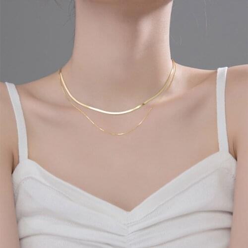 LoPaulina 2021 New Sweet S925 Mixed Box and Snake Chains Layered Short Choker Necklace For Women Wedding Jewelry Gifts XL21682