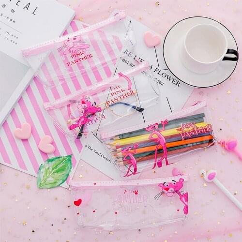 The Pink Panther PU Large Capacity Pencil Bag Stationery Storage Organizer Pencil Case School Supply