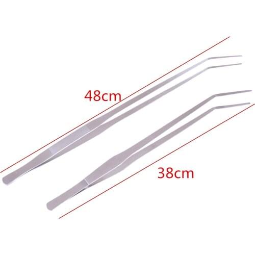 Aquarium Plant Reef Tank Long Straight Tweezer Clip Scissor Stainless Steel Feeding Curve Straight 38cm 48cm