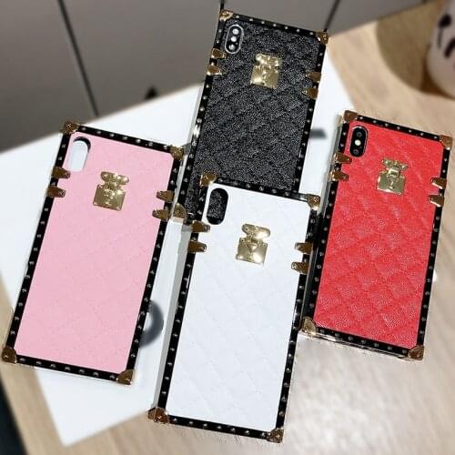 Luxury Grid Leather Coque Case for iPhone XR X 12 Mini 11 Pro Max XS iPhone 6 6s Plus 8 7 iphonexr iphonexs Case Original Cover