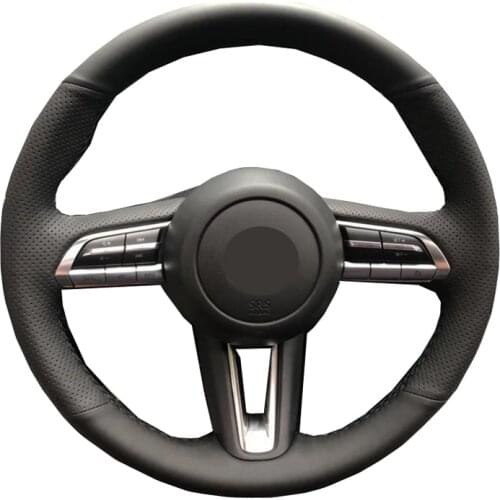 Hand Sew Car Steering Wheel Cover Wrap Leather Suede Gray Beige Brown For Mazda CX-30 CX30 2019-2021 For Mazda 3 Axela 2019-2021