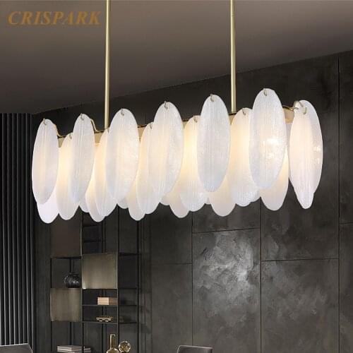 Glass Rectangular Modern Chandelier Light LED E14 Italy Hanging Lamp Art Deco Light Fixture for Living Room Home Kitchen Island