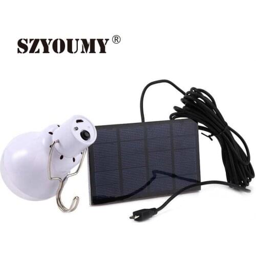 SZYOUMY Upgrade New LED Solar Camping Light LIGHT SENSOR Solar Bulb With Solar Panel Rechargeable LED Camping Tent Bulb