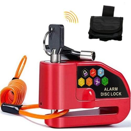 Waterproof Motorcycle Alarm Lock 110db Motorbike Anti-theft Alarm Wheel Disc Brake Security Alarm Protection Lock with Bag, Rope