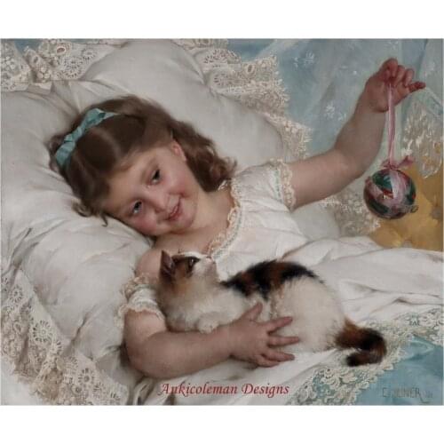 Needlework for embroidery DIY French DMC High Quality - Counted Cross Stitch Kits 14 ct Oil painting - Petit Fille & Chat