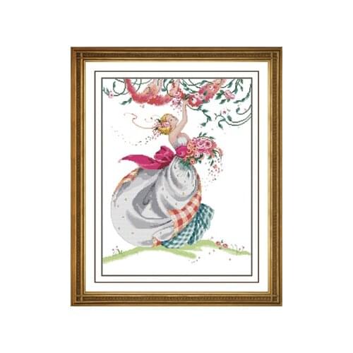 Fishxx Cross Stitch,T978portrait[harvest rose]rose dance,water-soluble printing,100% accurate pattern,11CT,Need to embroidery