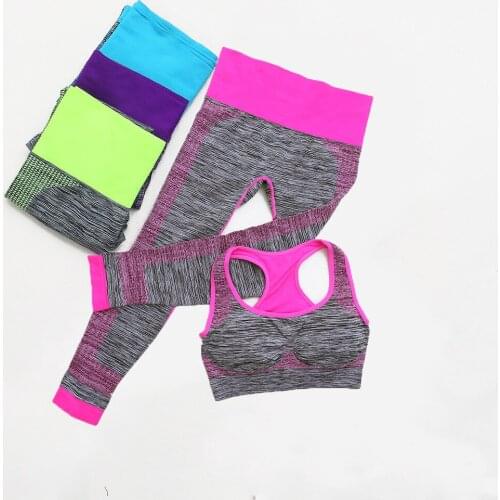 Female anti-sweat breathable yoga suit sports culture suit + yoga tights female fitness gym running clothing 2 pieces