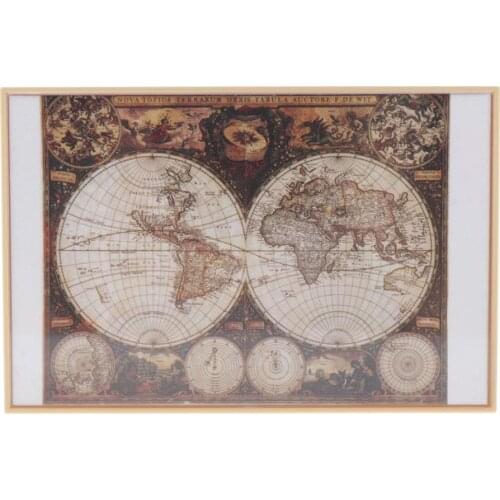 1:12 Dollhouse Mini Mural Pictures for Living Room Decoration Accs World Map Photo Frames Miniature Dollhouse Accessories