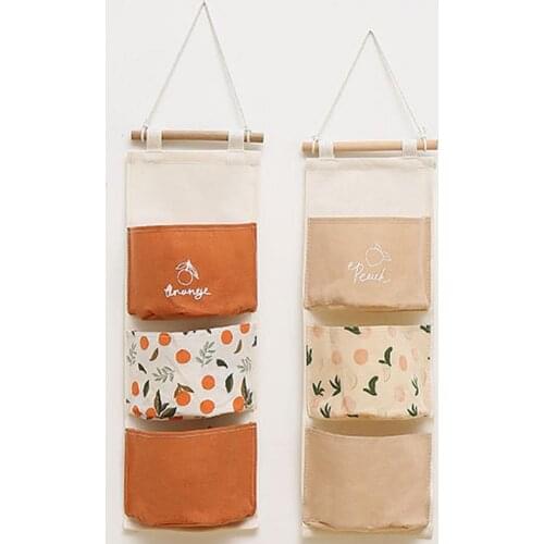 1pc Hanging Storage Bag Fruit Pattern No Odor Wear Resistant Wood Wall Door Wardrobe Hanging Container Organizer Bag for Home