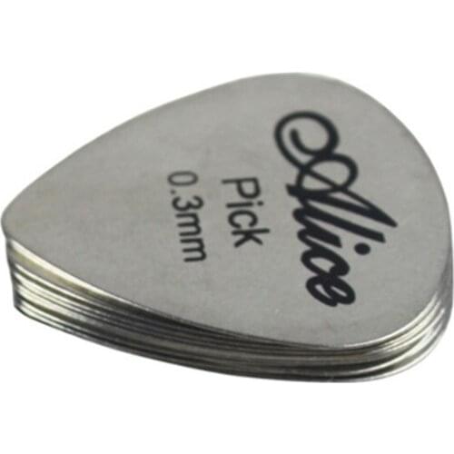 10pcs Stainless Steel Guitar Pick 0.3mm Thickness Durable Lasting Sounds Vibrant Metal Picks for Acoustic Electric Bass Ukelele