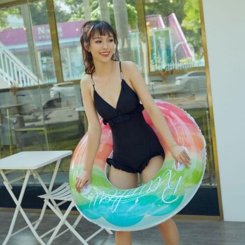 2021 New Rainbow Swimming Circle Inflatable PVC Rubber Ring for Swimming Pool Kids Adult Pool Float Seat Summer Beach Party Toys