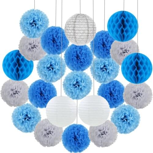 24pcs/set Paper Lantern/Pom Poms/Honeycomb Ball Tissue Paper Party DIY Baby Showers Decoration Wedding Birthday Home Decoration