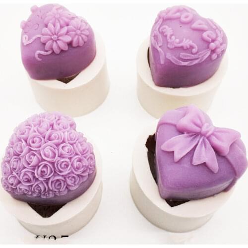 3D Silicone Soap Mold Heart Love Rose Flower Chocolate Mould Candle Polymer Clay Molds Crafts DIY Forms For Base Tool K388