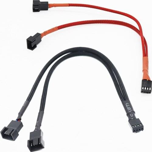 4PIN Black Mainboard Fans Cable Y Splitter PWM Fan Line Computer PC Fan Power Extension Cable 27cm