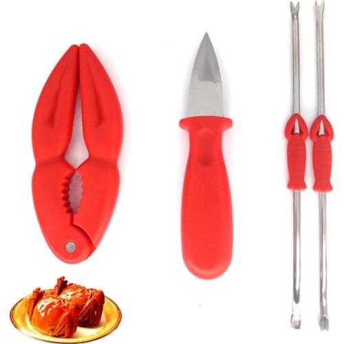 4pcs Seafood Tools Set Lobster Opener Seafood Crackers Stainless Steal Lobster Crab Forks Nuts Opener Kitchen Gadgets Tools