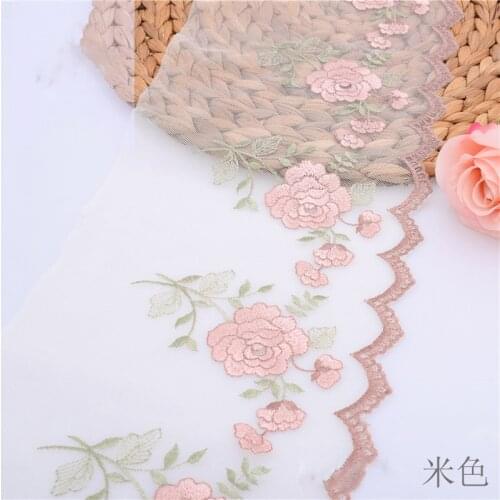 40Yards 18.5cm Embroidery Lace Fabric Tulle Rose Flower Mesh Net Trim Applique Ribbon Sewing Women Bra Underwear High Quality