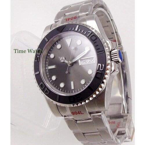 Sterile Sapphire Mens Automatic Watch Japan NH36 Movement Day/Date Display Luminous Oyster Band Glide Lock Rotating Bezel