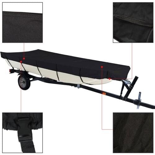 Boat Cover Heavy Duty 600D Oxford UV Resistant Compatible for V-Hull Tri-Hull Runabout Bass Boat 425x180cm