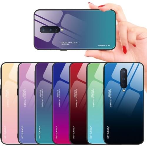 UYFRATE Ultra Slim Gradient Tempered Glass Case For Oneplus 8 8 Pro 7T Pro 7 6T 6 One Plus 8 Anti-Scratch Smooth Touch Cover