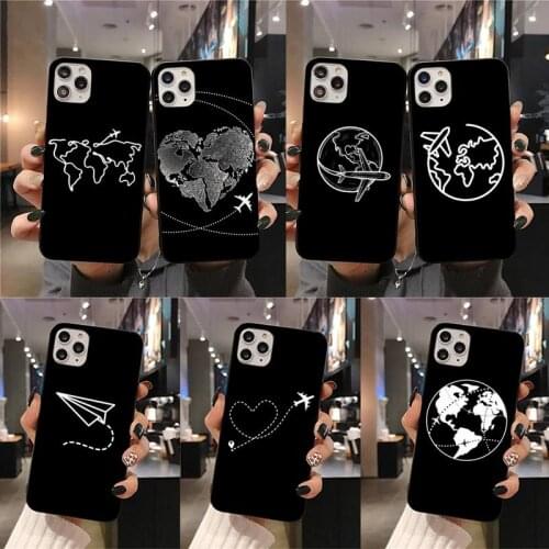 Airplane map line design Phone Case For iphone 12 11 Pro Max Mini XS Max 8 7 6 6S Plus X 5S SE 2020 XR cover