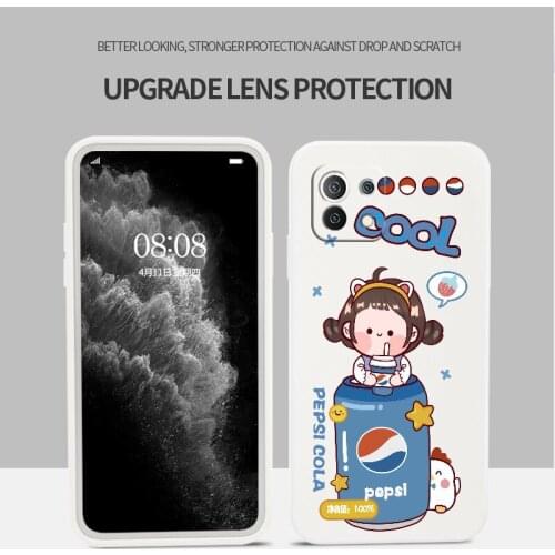 Soda Girl Phone Case For Xiaomi Mi 11 10T 10T Pro 10 S lite Ultra 9T 9 8 Note 10 Pro Poco F3 F2pro X2 Liquid Silicone Cover