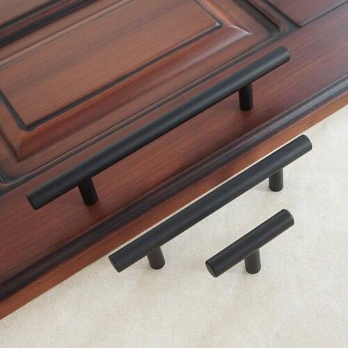 3.75" 5" Black Wardrobe Handle Zinc Alloy Door Pull Handles T Type Cabinet Knobs Simple Style Furniture Drawer Handles 96 128mm
