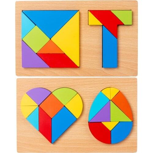 Wooden Tangram Jigsaw Puzzle Board Children Thinking Training Montessori Learning Educational Toys Puzzle Bloack Children Games