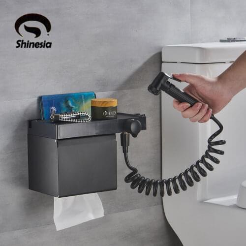 Black or white Paper Holder With Bidet Facuet Only cold water Crane Tap Wall Mount bathroom Hardware Accessories