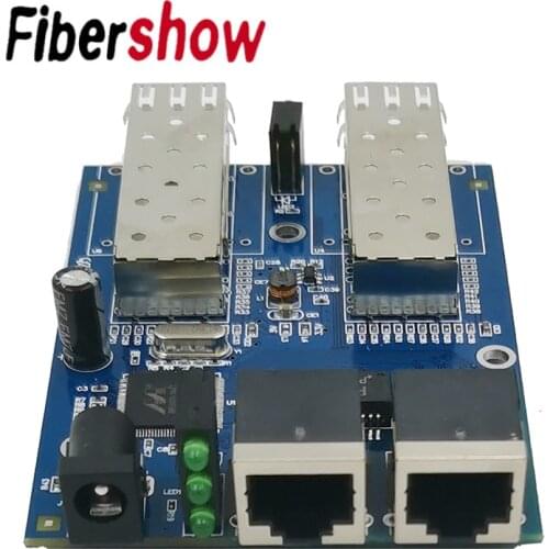 Gigabit Ethernet fiber switch 2 RJ45 UTP 2 SFP fiber Gigabit Fiber Optical Media Converter 2SC 2RJ45 Ethernet 10/100/1000M PCB