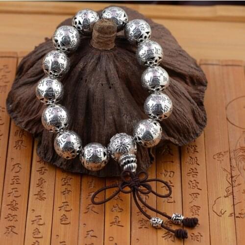 Emperor Gold Jewelry Line Thai Silver Bracelet Archaize Style Bracelet Heart Sutra Couples Personality Presents