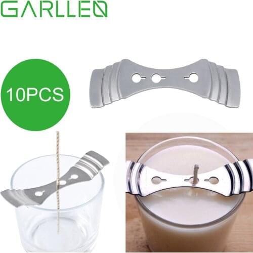 GARLLEN 10Pcs Stainless Metal Silver Candle Wicks Holder Practical Centering Device For Dinner Pillar Tealights DIY Candle
