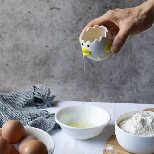 Creative High Temperature Ceramic Underglaze Chick Shape Cute Microwave Milk Jug Egg Separation Cup Multifuctional Milk JugLB519