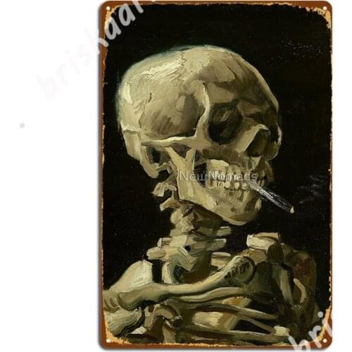 Memento Mori - Skull Of A Skeleton With Burning Cigarette By Vincent Van_Gogh Metal Signs pub Garage Wall Mural Classic
