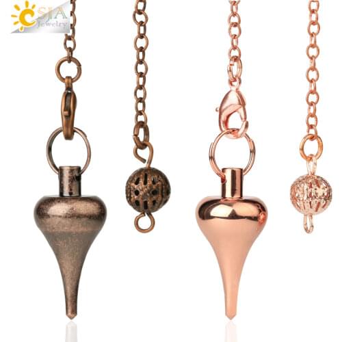 CSJA Reiki Metal Pendant Divination Pendulum for Fortune-telling Balancing Wicca Antique Silver Color Dowsing Tool Pendulo G598