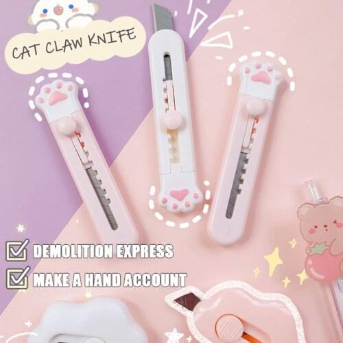 Kawaii Long Cat Claw Shape Knife Retractable Portable Knife Office Paper Cutter Mini Multifunction Art Knife School Stationery