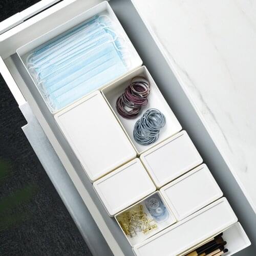 Multi-function Home Office Supplies Storage Box with Label Drawer lid Sorting Wardrobe Organizador Dust-proof Snack Organizer