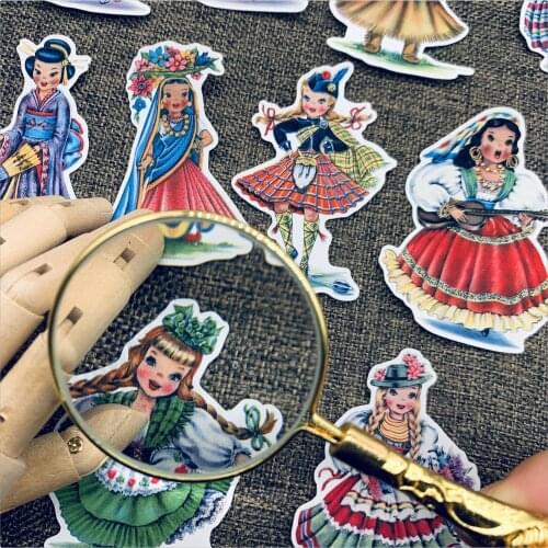 20pcs Handbook Cute girl stickers dresses decoration vintage stikers TN Retro girls Sticker naklejki stationary supplies