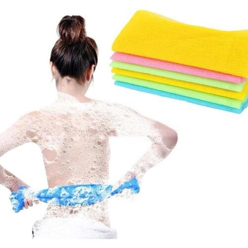 Exfoliating Nylon Bath Shower Body Cleaning Washing Scrubbing Cloth Towel 90cm x 30cm Sponges & Scrubbers Yellow /Pink /Green