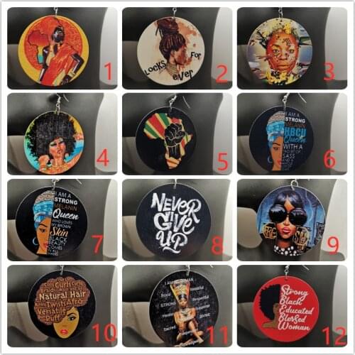 Newest African Women Wooden Earrings can mixed 12 designs