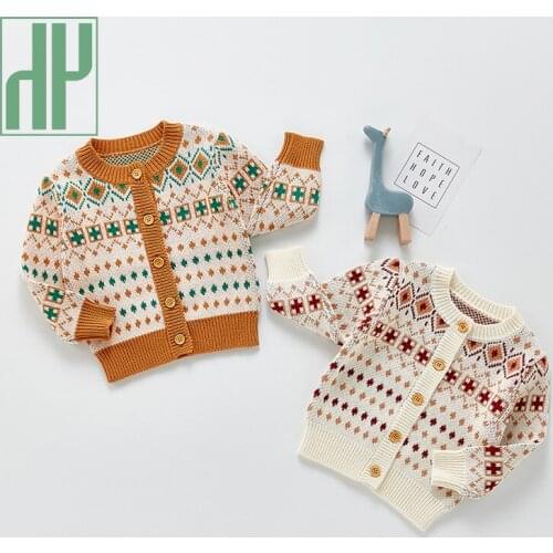 HH New 2021 Spring Autumn Infant Baby Knitting Coats Baby Toddler Girls Kids Clothes Long Sleeve Jacket Children Pattern Coats
