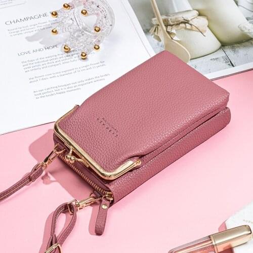 2021 Spring and Autumn New Solid Color Small Shoulder Bag Multi-Function Letter Phone Money Women Wallet Clutch Organizer Storag