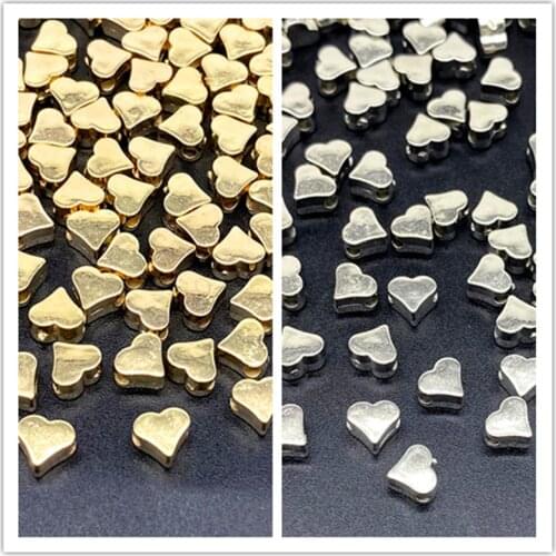 About 6mm Gold Silver Color Heart Bead Loose Spacer CCB Acrylic Beads DIY Jewelry Making Findings Charm Beads